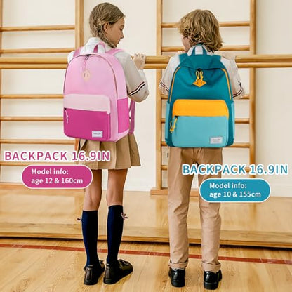 Chase Chic Kids Backpack for Boys - 17 inch School Backpacks for Toddler Girls Fits 6 to 12 Years Old - Lightweight Water Resistant Preschool Bookbag for Travel Daycare (Pink Rose Red) - color: Pink&rose Red