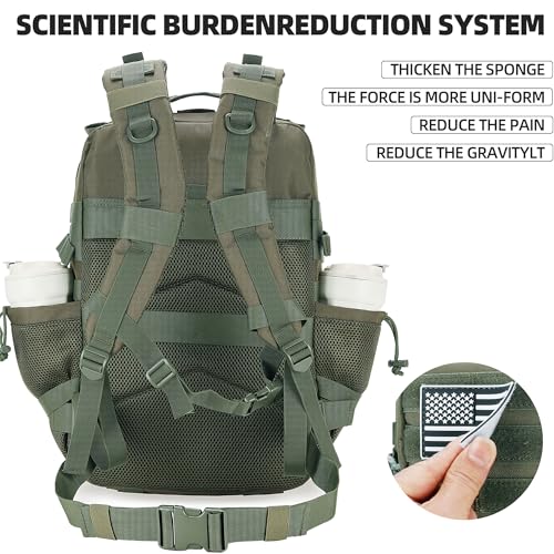 Lovelinks21 45L Tactical Assault Backpack 3 day assault pack with Molle Waterproof backpack Rucksack for Tactical Backpacks (Army green) - color: Army Green