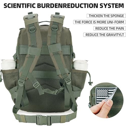 Lovelinks21 45L Tactical Assault Backpack 3 day assault pack with Molle Waterproof backpack Rucksack for Tactical Backpacks (Army green) - color: Army Green