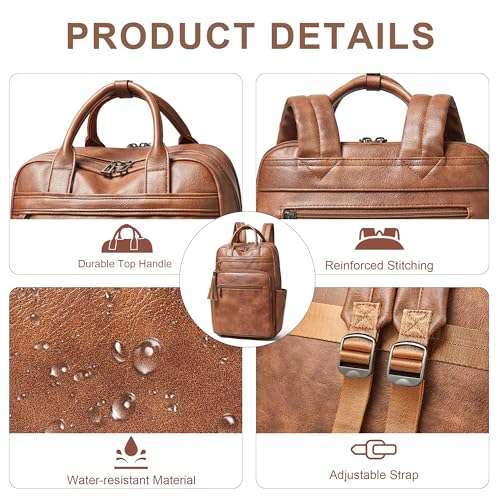 Shrrie Laptop Backpack for Women 15.6 inch Travel Leather Backpack Purse Work Computer Backpacks for Business College Brown - color: Brown