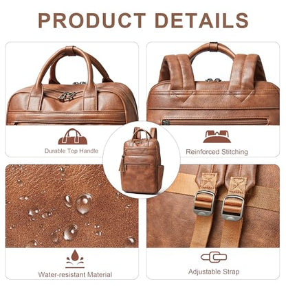 Shrrie Laptop Backpack for Women 15.6 inch Travel Leather Backpack Purse Work Computer Backpacks for Business College Brown - color: Brown