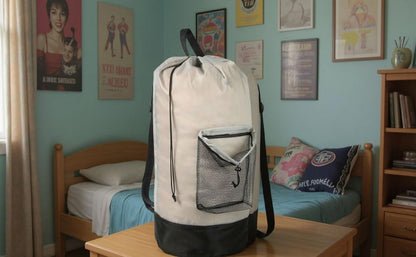 Laundry Bag Backpack with Shoulder Straps and Mesh Pocket Laundry Backpack Large Portable Laundry Hamper for College Laundromat Apartment with Drawstring Closure, Adjustable Back Straps (Khaki) - color: Khaki