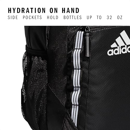 adidas Excel 6 School Backpack, 40L - color: Black/White 3 Stripe Webbing, size: OSFA