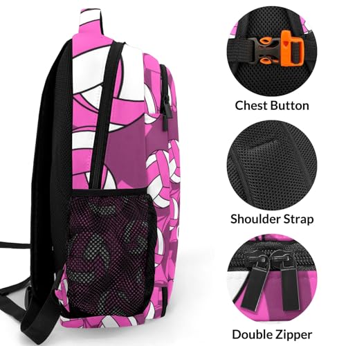 Pink Volleyball Pattern Casual Backpack Daypack Laptop Bag Custom Shoulders Backpacks for Man Woman Gifts - color: Pink Volleyball Pattern