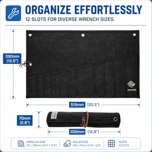 IRONCUBE Tool Pouch, Roll-Up Storage Bag for Hand Tools & Wrenches - style: 12 Pockets Canvas