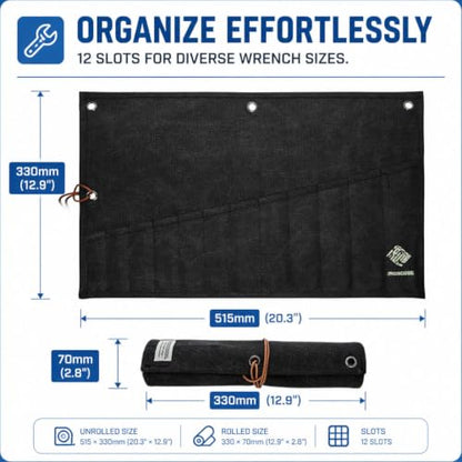 IRONCUBE Tool Pouch, Roll-Up Storage Bag for Hand Tools & Wrenches - style: 12 Pockets Canvas