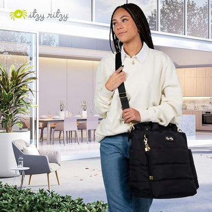 Itzy Ritzy Dream Convertible Diaper Bag Tote Backpack - Baby Diaper Bag with 14 Pockets, Changing Pad & More (Midnight Black) - color: Midnight Black