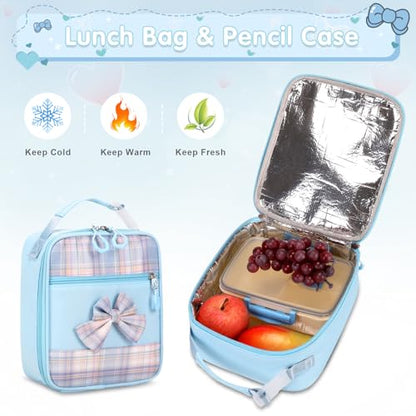 ACESAK Girls Backpack - 3PCS Backpack for Girls Cute School Backpacks for Girls Kindergarten Elementary Preschool Middle Kids School Bags with Lunch Box Pencil Case Set (Blue) - color: Blue