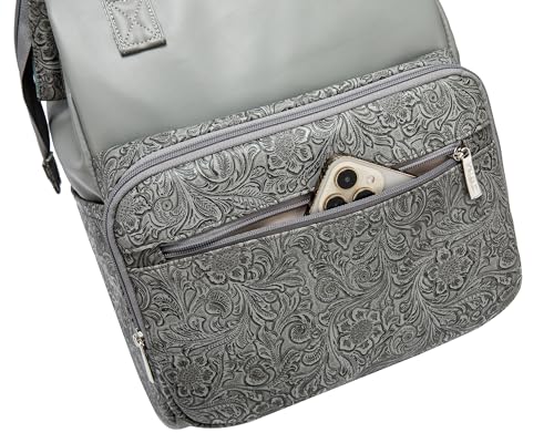 Kinmac Wide Open Style Laptop Backpack for Laptop Up to 15.6 Inch Men Women Travel Outdoor Backpack (Paisley Grey PU) - color: Paisley Grey Pu