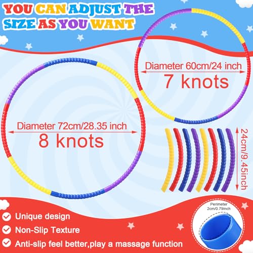 Vinsot Toy Hoop Detachable Plastic Hoops Exercise Equipment Toy Adjustable Rings for Sports Party Game Dance Pet Training - color: Rainbow Bright Mix