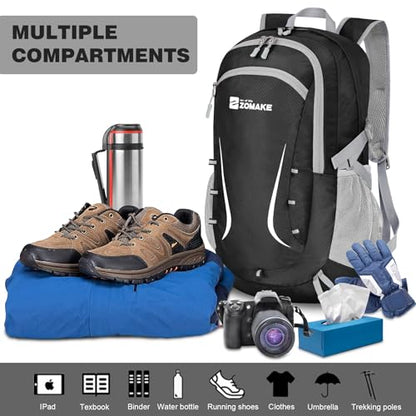 ZOMAKE Lightweight Packable Backpack 35L, Foldable Backpacks Water Resistant Collapsible Light Daypack for Hiking(Black) - color: Black B