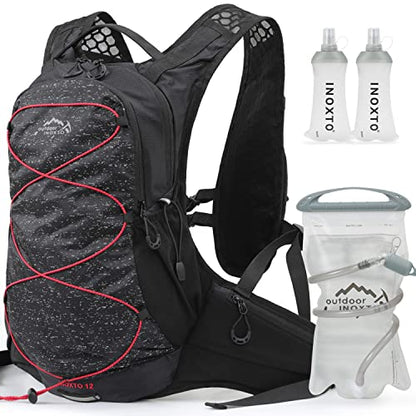 IX INOXTO Hydration Pack Backpack, Lightweight Water Backpack with 2L Hydration Bladder Daypack for Men Women,Running Hydration Vest for Trail Running Hiking Cycling Race Climbing - color: Black