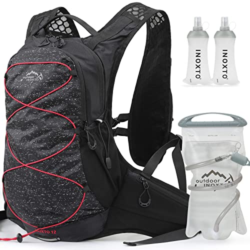 IX INOXTO Hydration Pack Backpack, Lightweight Water Backpack with 2L Hydration Bladder Daypack for Men Women,Running Hydration Vest for Trail Running Hiking Cycling Race Climbing - color: Black