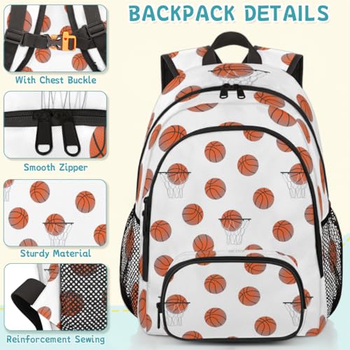 Basketball Laptop Backpack for Women Men, White Work Travel Computer Backpacks, 18.3 Inch Large Computer Nurse Teacher Bags Casual Daypack - color: Multicolor 15