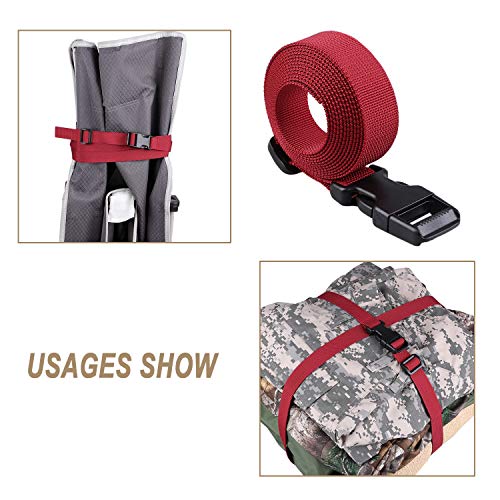 MAGARROW 78" x 1" Strap Buckle Packing Straps Adjustable 1-Inch Belt - color: Red 6.5 feet Long (4-PCS)