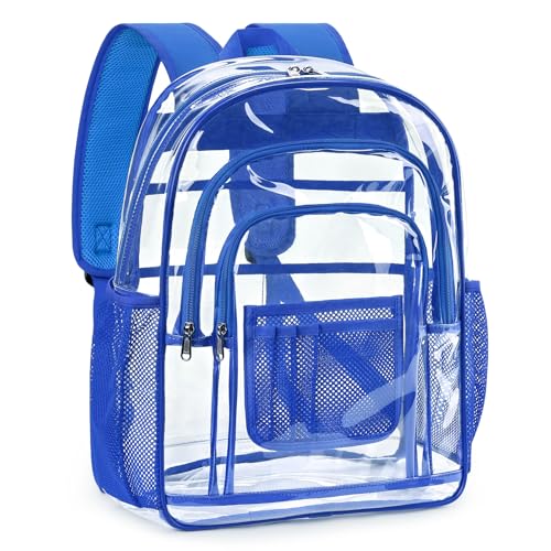 ZORFIN Clear Backpack for School: Large Clear Bookbag - Heavy Duty PVC Transparent Backpack for College Workplace Security Blue - color: Red, size: Medium