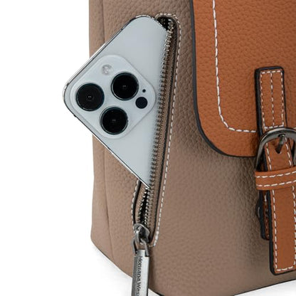 Montana West Small Backpack Purse for Women Vegan Leather Mini Colorblock Womens Backpack Cute Convertible Shoulder Bag - color: Camel