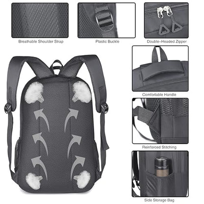 Large Capacity Travel Laptop Backpack, durable and lightweight, 4 compartments, waterproof front, breathable back (gray) - color: Gray