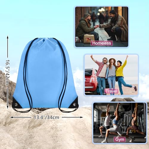 Grneric Drawstring Backpack Bulk 70Pcs String Backpack Drawstring Bags Cinch Bag Sackpack for Men Women Gym(Sky Blue) - color: Sky Blue