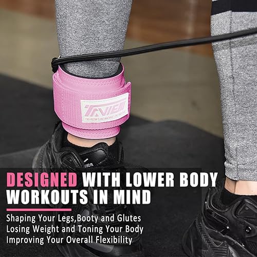 TAVIEW Ankle Straps Cable Machine Attachment for Gym - Cable Kickback Ankle Straps - Padded Ankle Cuffs for Glute Kickbacks and Leg Workouts - color: Pink-Pair
