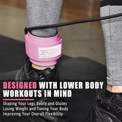 TAVIEW Ankle Straps Cable Machine Attachment for Gym - Cable Kickback Ankle Straps - Padded Ankle Cuffs for Glute Kickbacks and Leg Workouts - color: Pink-Pair