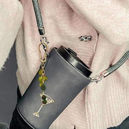 Madison Tyler Western Cowboy Boots Cherry Bow Bubble Tea Strawberry Cute Keychain | Bag Charms for Handbags Purse Charms - color: Martini Olives