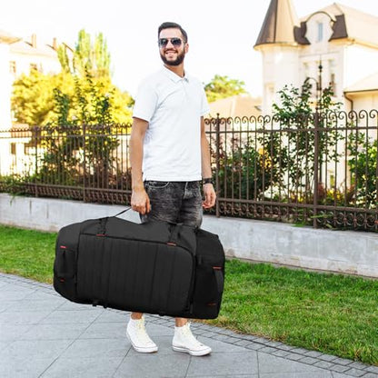 29" 86L Foldable Wheeled Duffle Bag, Waterproof Travel Rolling Backpack with Quilted Bottom, Black - color: Black
