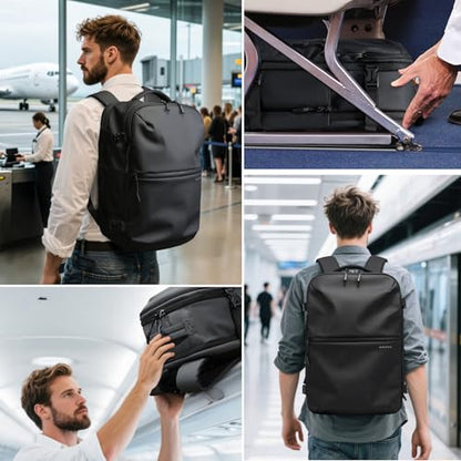 BANGE Travel Backpack with Vacuum Pocket and TSA lock version can hold 15.6 inch Laptop suitable Overnight Flight Approved Anti-theft Bag - color: Black With Air Pump