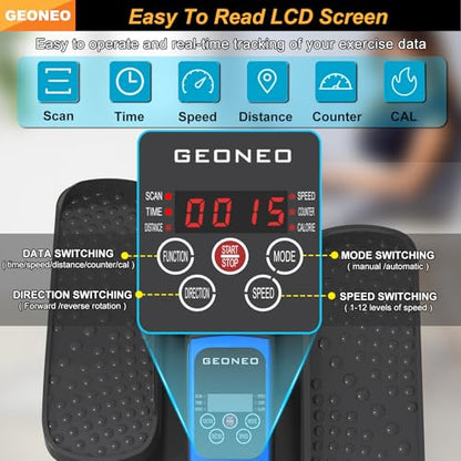 Under Desk Elliptical Machine, Electric Elliptical Leg Exerciser for Senior, Quiet and Compact Electric Seated Pedal Exerciser for Home with Monitor, Remote Control and 12 Adjustable Speeds - style: Blue