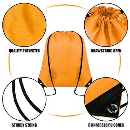 Grneric 100 Pieces Drawstring Backpack Bulk Cinch Sackpack Ployster Drawstring Bags for Gym Party Trip(Orange) - color: Orange