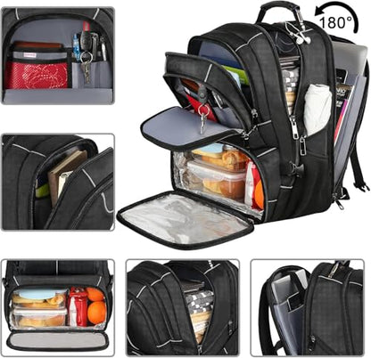 VECKUSON Lunch Bag Backpack, Insulated Cooler Lunch Box Backpack, Extra Large Travel Laptop Backpack TSA Friendly RFID Computer College bag for Women Men Fits 17.3 Inch Laptop - color: Gray-rfid