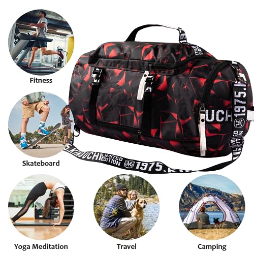 GGOV Gym Sport Bag Backpack Duffle Bag Weekender Bag Waterproof Travel Sling Bag Casual Daypack for Men and Women - color: Red