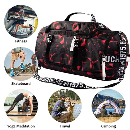 GGOV Gym Sport Bag Backpack Duffle Bag Weekender Bag Waterproof Travel Sling Bag Casual Daypack for Men and Women - color: Red