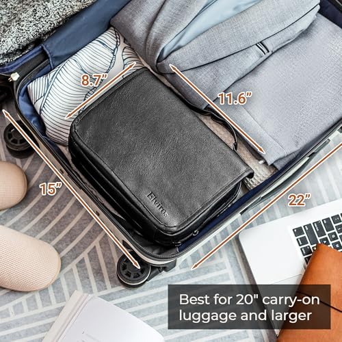 Elviros Hanging Toiletry Bag Removable Travel Bag PU leather Makeup Cosmetic Organizer Kit, Black - color: Black