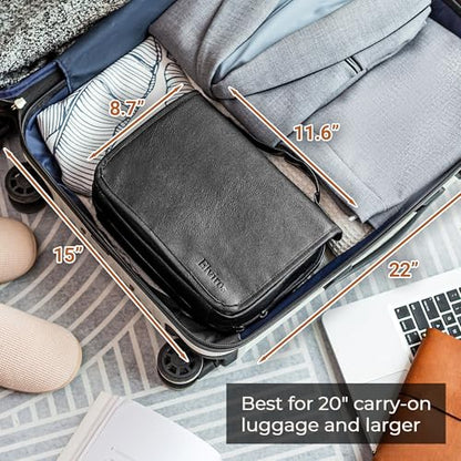 Elviros Hanging Toiletry Bag Removable Travel Bag PU leather Makeup Cosmetic Organizer Kit, Black - color: Black