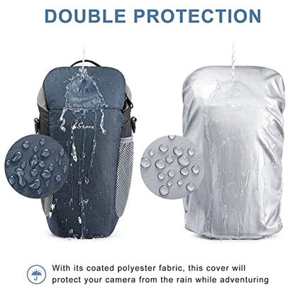 S-ZONE Camera Bag DSLR/SLR Waterproof Camera Case for Photographers Holster Compatible with Nikon Canon Sony | Strong Buckle,Rain Cover,Compatible with Nikon Canon Sony - color: Dark Blue