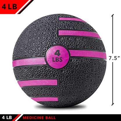 JFIT Dual Texture Medicine Ball – Weighted Exercise Ball for Strength, Core & Functional Fitness Training - style: 4lb