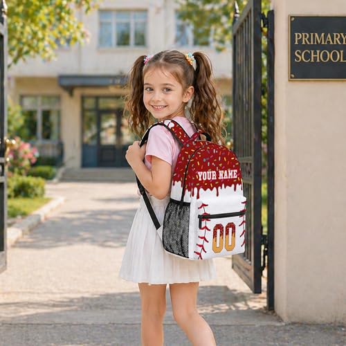 Personalized Baseball Drip Backpack for Kids Boys Girls, Blue Ice Cream Print Travel Bag, Multi Pocket Everyday Backpack (#5) - color: #5