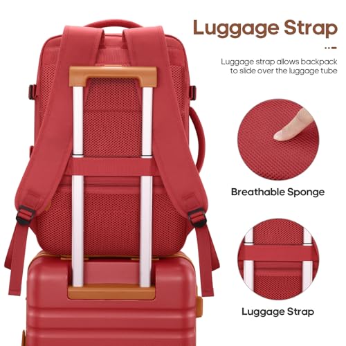 UKEIN Luggage Sets 3 Piece, PC Hardside Large Luggage 24 Inch With Spinner Wheels with TSA Lock, Carry On Suitcase Set With Travel Backpack for Men (Red, 3 piece set (24inch)) - color: Red, size: 3 piece set (24inch)