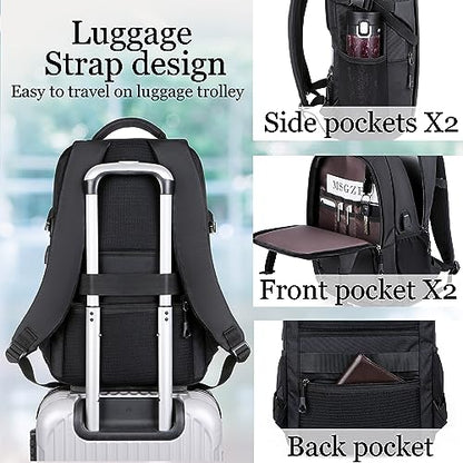 Kamlui Travel Laptop Backpack for Men - Fits up to 15.6-inch Laptops, Computer Bag, Large Capacity Business Backpack with Multiple Compartments, Black - color: Black-263