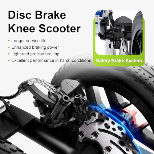 BlessReach Deluxe Medical Scooter Double Handbrake, All Terrain Steerable Knee Scooter Crutch Alternative, for Adults Injured Ankle & Foot Recovery in Blacks - color: Blacks