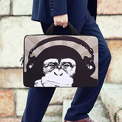 iColor 14 15 15.4 15.6 inch Laptop Handle Bag Computer Protect Case Pouch Holder Notebook Sleeve Neoprene Cover Soft Carring Travel Case for Dell Lenovo Toshiba HP Chromebook ASUS Acer Chimp ICB-09 - color: Music Chimp