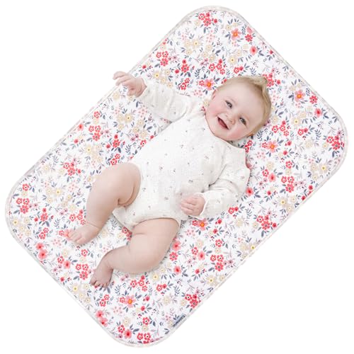 Baby Diaper Changing Pad – 31.5" x 21.5" Extra Large Waterproof Absorbent Portable Changing Mat, Reusable Changing Pad Liner for Travel or at Home Use(Floral3) - color: Floral3