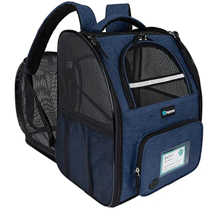 PetAmi Expandable Dog Backpack Carrier for Cats & Pets, Breathable Cat Carrier Backpack with Top Window & Multi-Entry, Ventilated Foldable Travel Carrier for Small Medium Pets up to 18 lbs, Navy - color: Navy