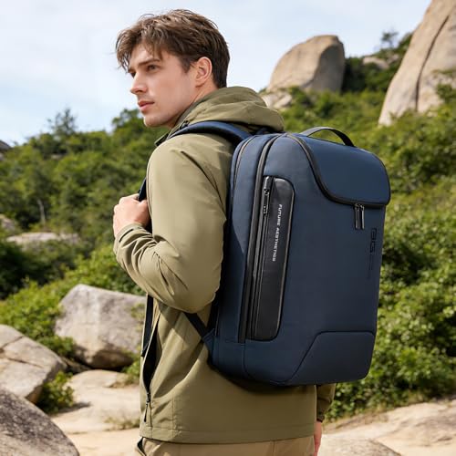 BANGE 17.3 Inch Business Laptop Backpack: Anti-Theft with USB Port & TSA Lock, Waterproof Zippers, Large Travel Commuter Bag - color: Blue, size: lock and usb