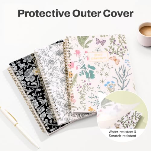 SUNEE 2027 Planner, Weekly and Monthly Calendar Planner, January 2027-December 2027, Daily Agenda with Tabs, Note Pages, Spiral Binding, 6"x8.3", Line Flora - color: Line Flora
