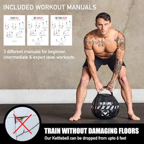 Elite Kettlebell Sandbag - Heavy Duty Sand Weights Bag for Cross Training, Strength Training, Workout, Functional Fitness, Adjustable Weight, Durable Training Equipment for Home & Gym (UN-FILLED) - size: 1.3 Pounds