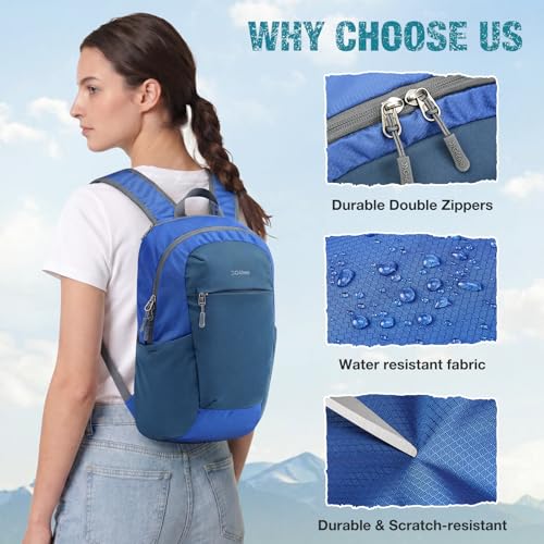 G4Free 18L Hiking Backpack Small Lightweight Foldable Packable Travel Daypack with Thickened Back Panel for Men Women (Blue) - color: Blue