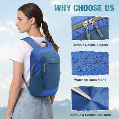 G4Free 18L Hiking Backpack Small Lightweight Foldable Packable Travel Daypack with Thickened Back Panel for Men Women (Blue) - color: Blue