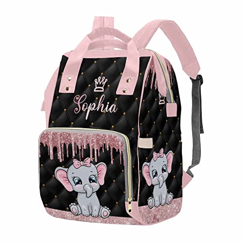 MyPupSocks Diaper Bag Backpack in Pink Personalized with Name Custom Mommy Nursing Baby Bags Multifunction Nappy Daypack with Large Capacity Casual Backpack Holiday Gift for Women - color: Multi #29